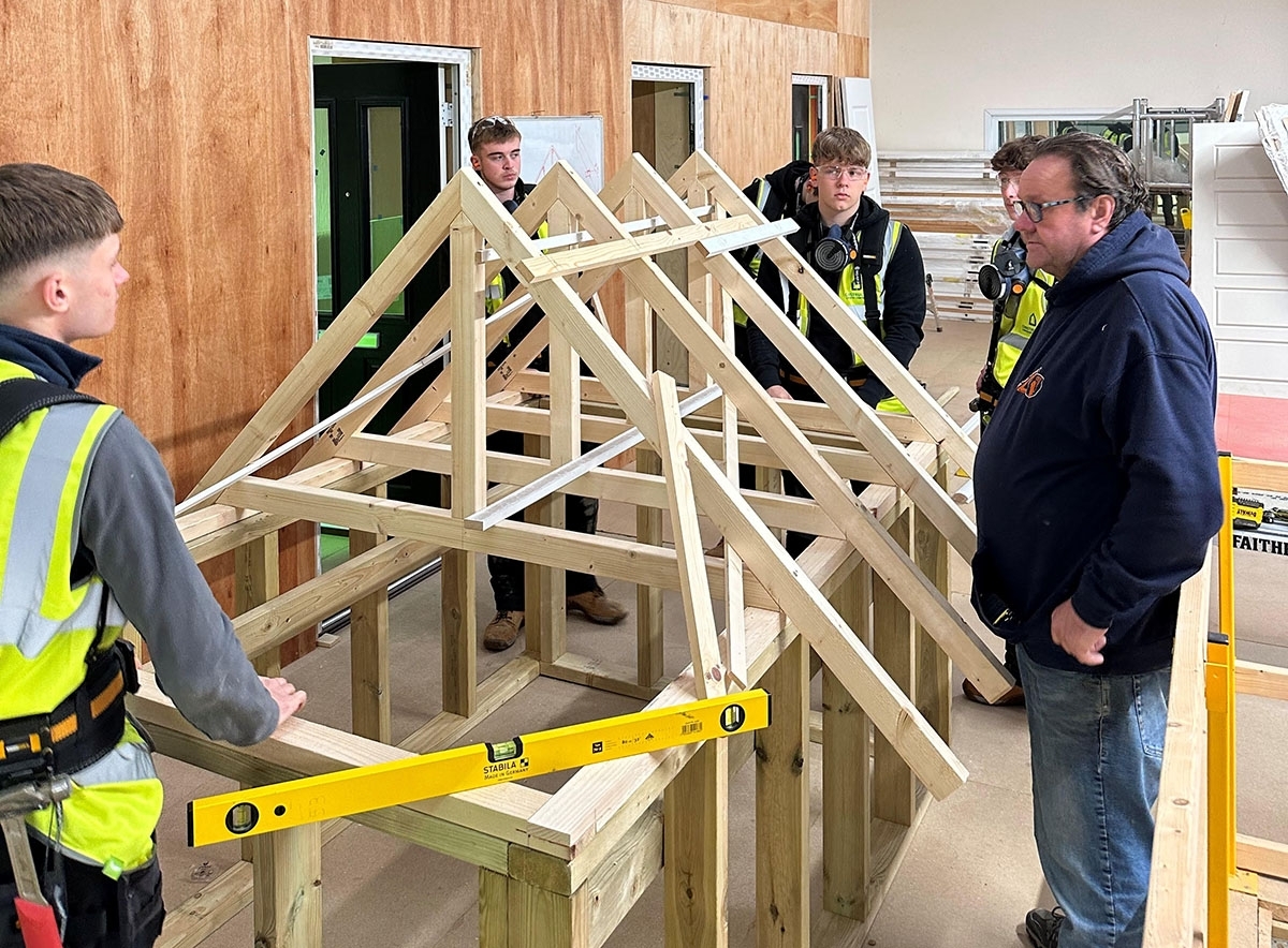 Roof construction lesson at The Carpentry Academy